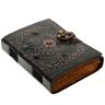 Handmade Leather Journal with Mandala Circle and Seven Chakra Stones